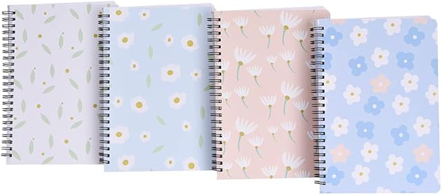 ROSNONG A5 Spiral Notebooks Bound(160Pages) Waterproof Notepad Cute Exercise Lined,Hardcover,Easy to Carry,4pcs-Fresh