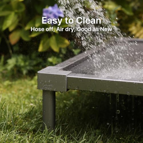 Image of Premium Elevated Dog Bed, Chew Proof Aluminum Alloy Heavy Duty Dog Supplies, Cooling Raised Pet Cot Indestructible with Anti-Rust Washable Assembly for Crate Outdoor (Grey, Medium(40.6 inchx 28.7 inch x 7 inch))