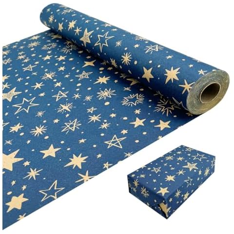 Kraft Star Printed Gift Wrapping Paper Roll Cover
