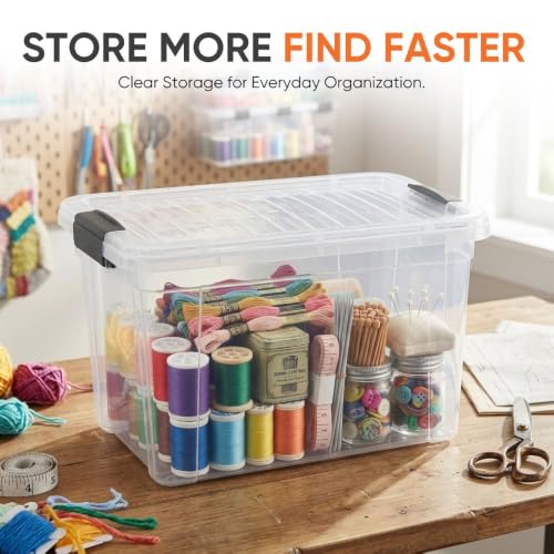 Image of Superio Clear Storage Boxes with Lids, 8.75 Quart Plastic Container Bins for Organizing, Stackable Crates, BPA Free, Non Toxic, Odor Free, Organizers for Home, Office and Dorm, 6 Pack