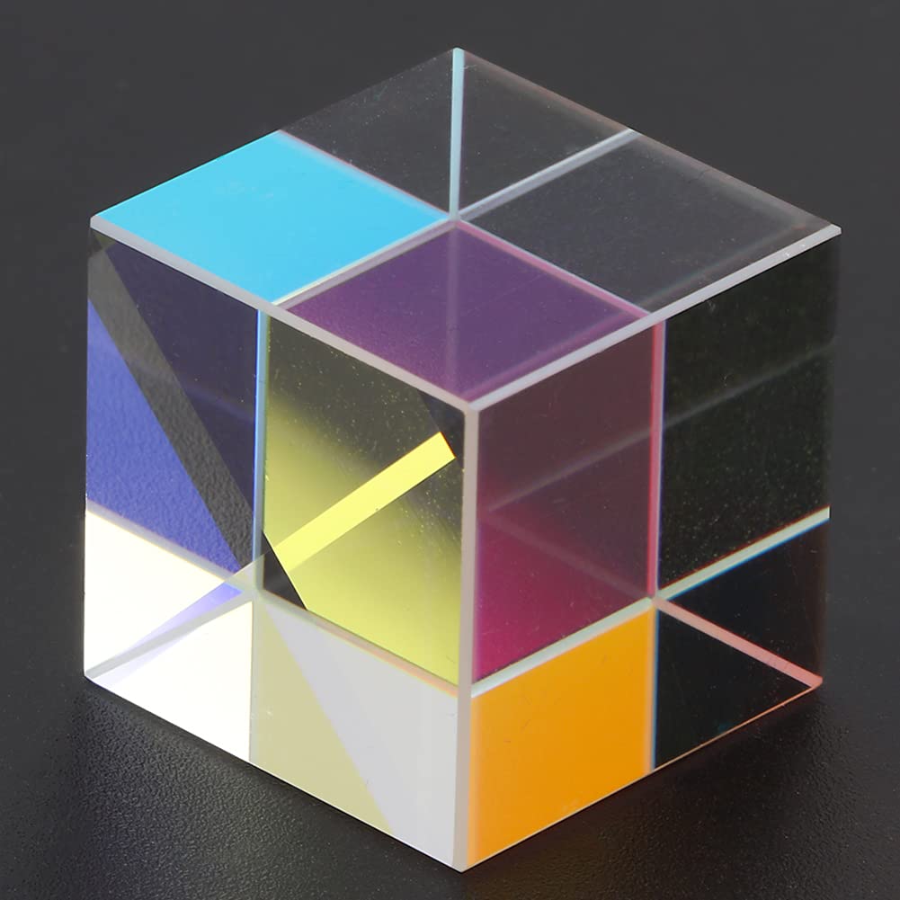 Optical Glass Prism, Stained Glass Six-Sided Bright Light Combine Prism Stained Glass Prism for Teaching,Science Learning for Kids(2 * 2 * 2cm)