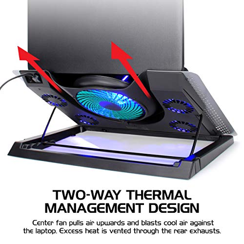 ENHANCE-Cryogen-3-Gaming-Laptop-Cooling-Pad-USB-Powered-5-LED-Fans-Metal-Cooler-Surface-fits-173-inch-Laptops-Smartphone-Device-Holder-5-Adjustable-Stand-Settings-Portable-for-PC-Gamer
