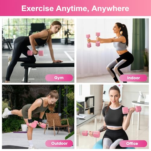 Image of 20LBS Adjustable Dumbbells Set, 4 in 1 Free Weights Dumbbells Set, 4lb 6lb 8lb 10lb with Metal Non Slip Handle, Quick Change Women /Men Dumbbell Set for Home Gym Exercise Training