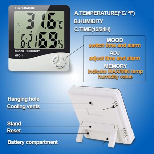 Image of SMIC LCD Digital Thermometer Hygrometer Weather Station Temperature Humidity Meter (HTC-1 Hygrometer)