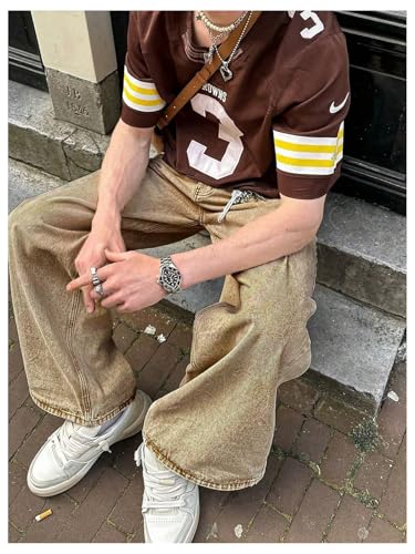 Men's Baggy Jeans Vintage Straight Leg Denim Pants with Pocket Streetwear3