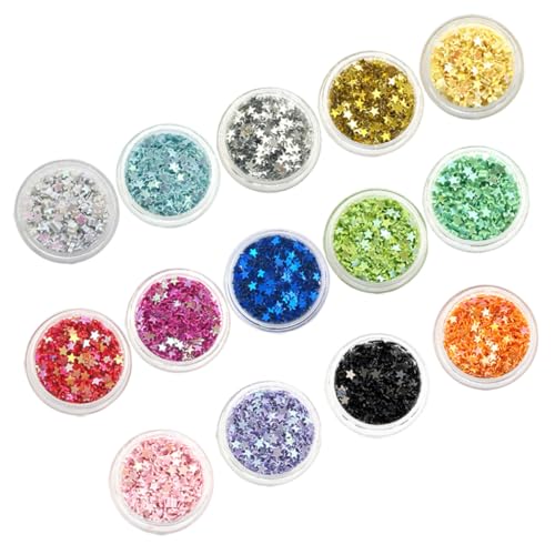 VILLFUL 14箱 色 スターグリッター ネイルチャーム ネイルデコレーション 五角星デザイン マニキュア用 スパンコール