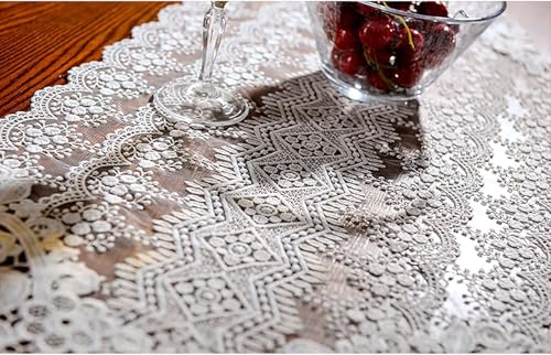 Chemin de table en dentelle de mariage blanc pour décoration de table bohème