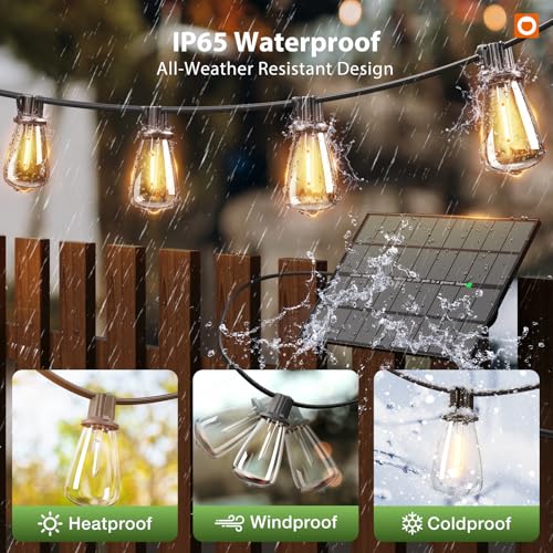 198' addlon Solar String Lights w/ 60 Bulbs, Remote, USB Backup & Timer - image 4
