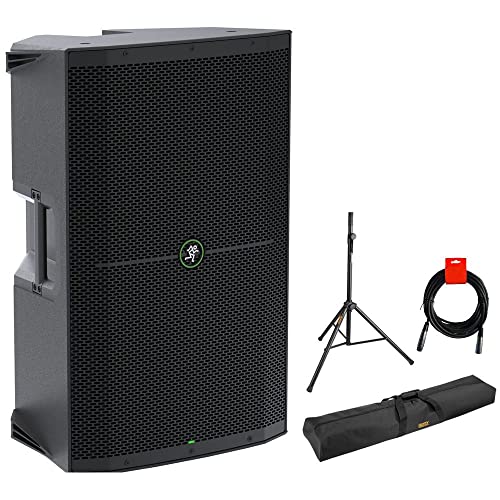 Mackie Thump215 1400W 15' Powered PA Loudspeaker System Bundle with Auray Speaker Stand and...
