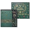 Fuxi Juego de cuaderno de bocetos navideño, cuaderno de bocetos navideño de 9 x 12 pulgadas con juego de lápices, 12 lápices de carbón, 12 lápices de grafito y 9 palitos de grafito carbón.