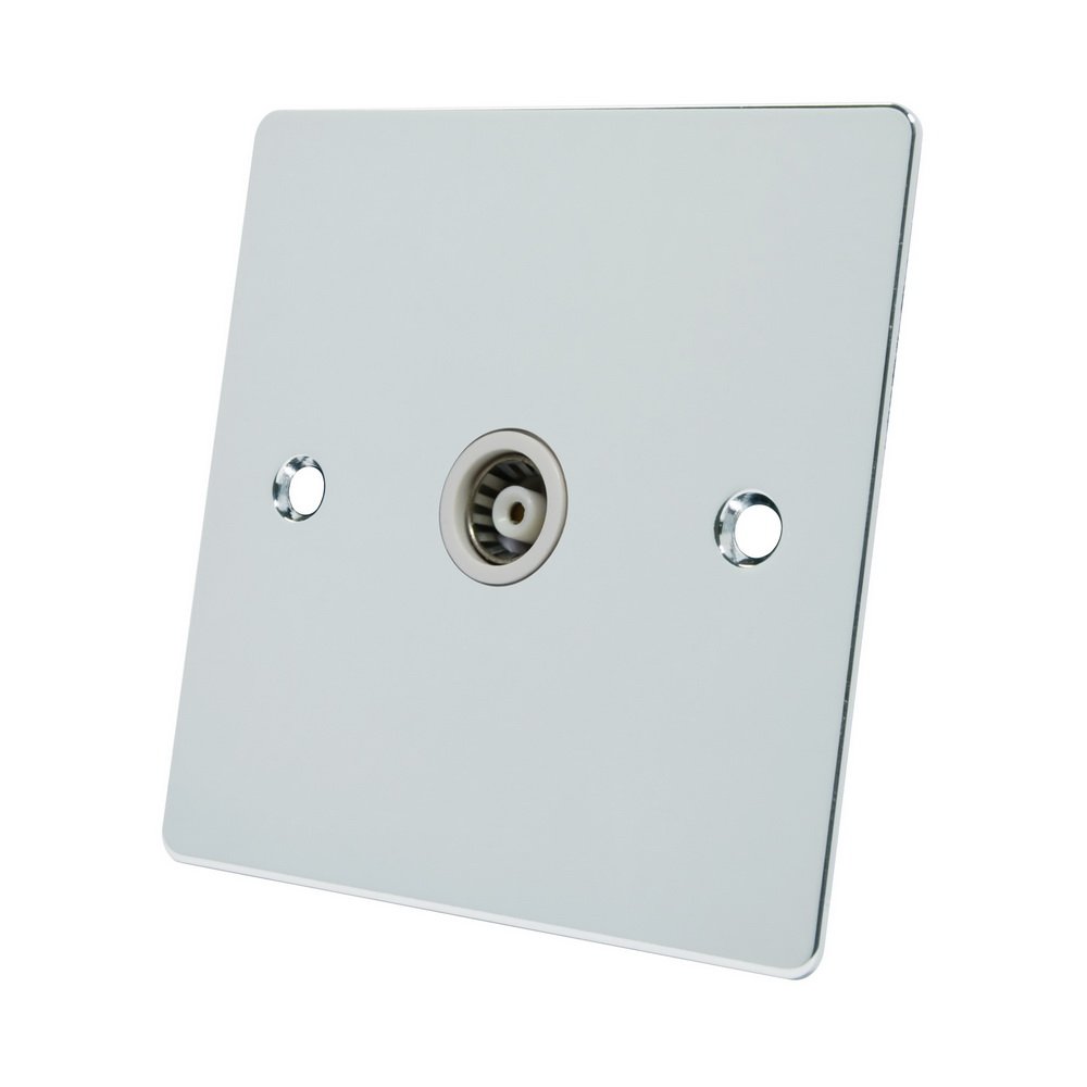 Alliance Electrical Fpc1gtvwh Polished Chrome Flat Tv Insert-1 Gang Coaxial Female Socket, 240 V White 700461520948