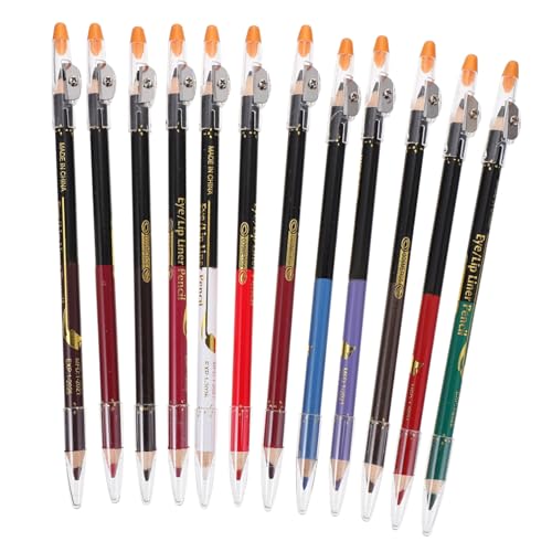 Veemoon 12Piezas Lápiz de Ceja Doble con Sacapuntas Colores Impermeables y Pigmentados para Definir y el Labios y Cejas