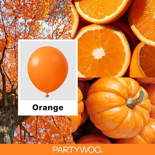 Image of PartyWoo Orange Balloons 100pcs Different Sizes of 18 12 10 5 Inch Matte Fall Balloon Arch Kit Garland for Thanksgiving Halloween Little Cutie Baby Shower Birthday Party Decorations Orange-Y9
