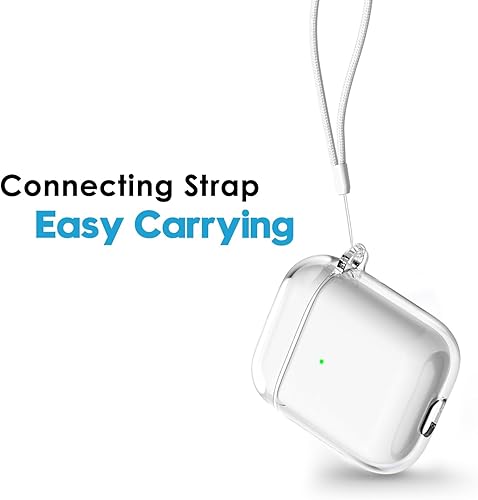 Miniatura 4 de Funda transparente para Airpods con correa, bonita carcasa rígida transparente de plástico para Airpods de 1 2 generación con cuerda, funda