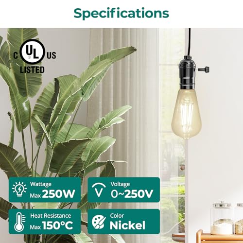 Image of DiCUNO UL Listed 3-Way Lamp Socket Replacement, E26 Standard Threaded Base Light Socket, Turn Switch Knob for Low-Medium-High Light Settings, Table, Floor Lamp Repair Kit, 1-Pack, (Nickel)
