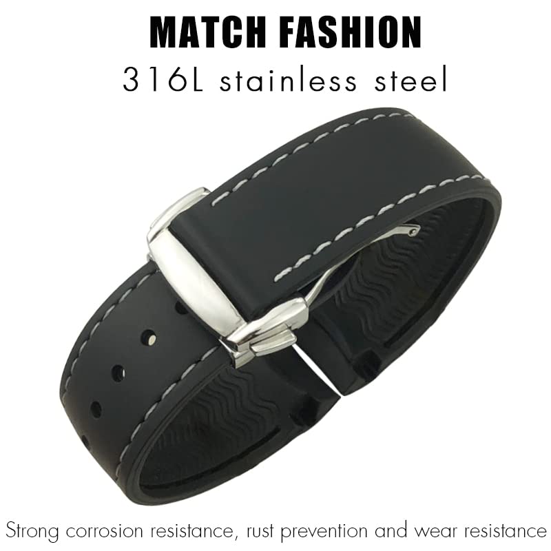 Bracelet de montre silicone 20mm finition agate pour Omega Speedmaster