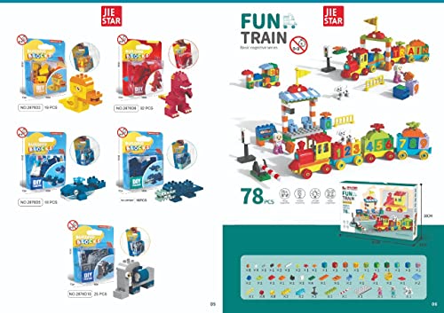 Blocos de Montar Duplos Trem 72pcs JIESTAR
