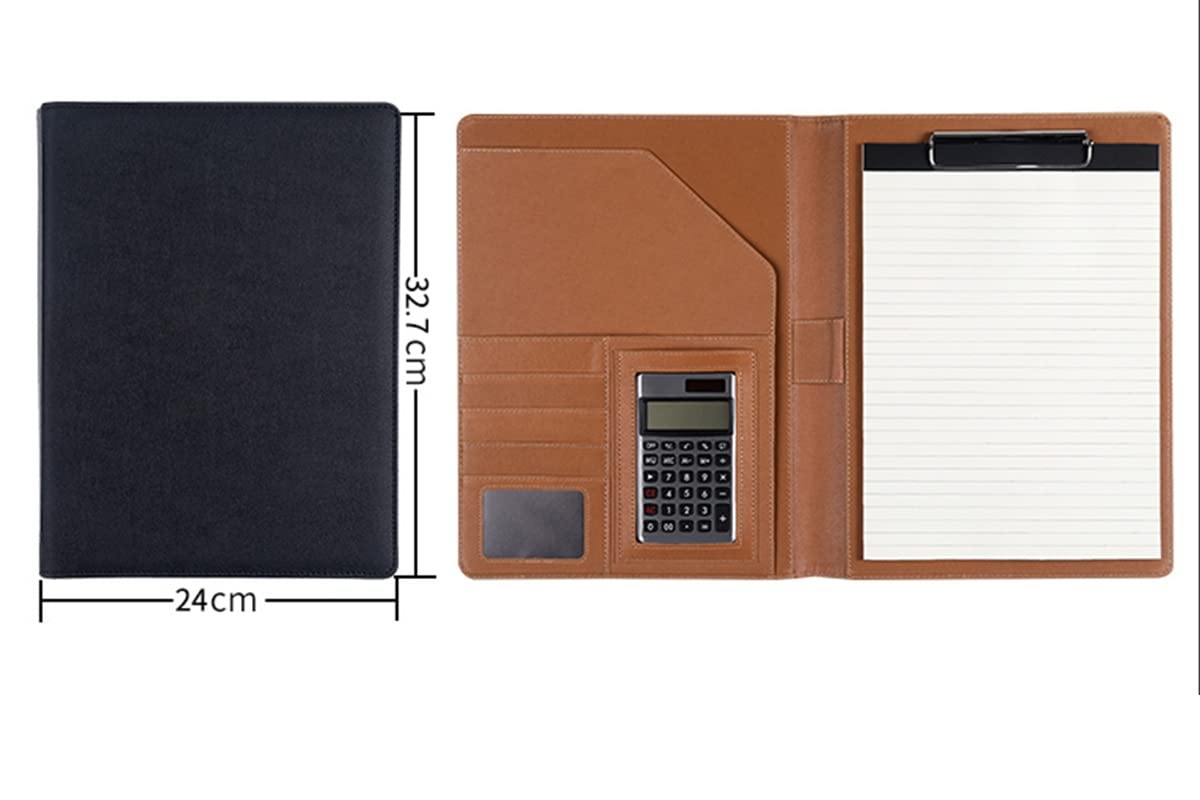 Classeur Portfolio A4, Portefeuille A4 en Cuir synthétique avec Pochette for Calculatrice, Ordinateur Portable, Tablette, Marron et Rouge(Red)