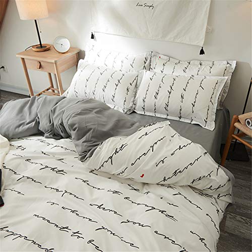 Housse de couette 220x240cm infroissable avec draps et taies d'oreiller