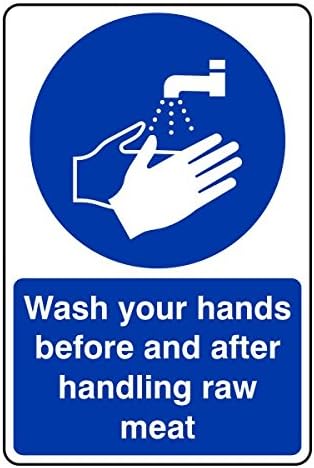 150mmx200mm Wash Your hands Before and After handling Raw Meat Catering ...