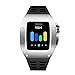Produktbild CZKE Modifikationskit Metallgehäuse + Armband für Apple Watch Serie 8 7 45 mm Band Correa iWatch SE 6 5 4 Band 44 mm Gummiarmband Mod Kit (Farbe: Schwarz Silber, Größe: 45 mm)