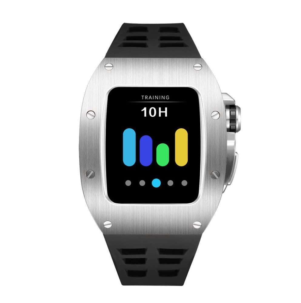 Kit de modification Apple Watch antichoc boîtier métal rigide bracelet 45 mm noir