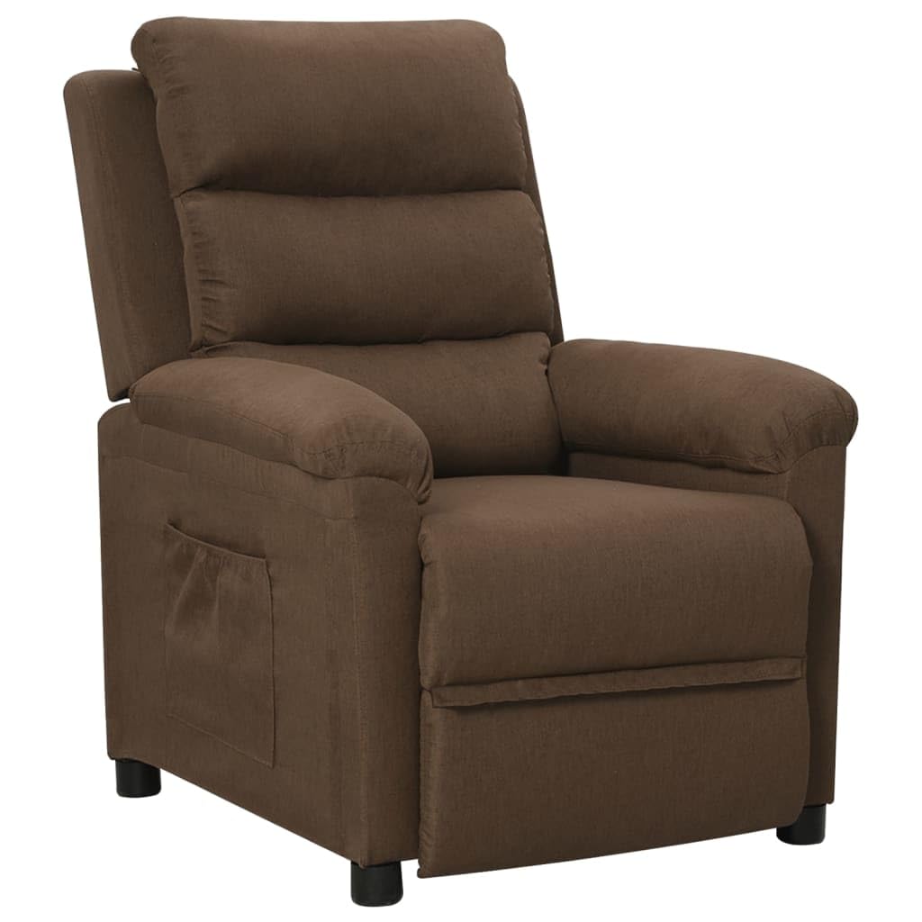 vidaXL Sillón Reclinable Silla Sofá Asiento Butaca Orejero Relax Reposapiés Ajustable Sala de Estar Salón Oficina Muebles de Tela Marrón