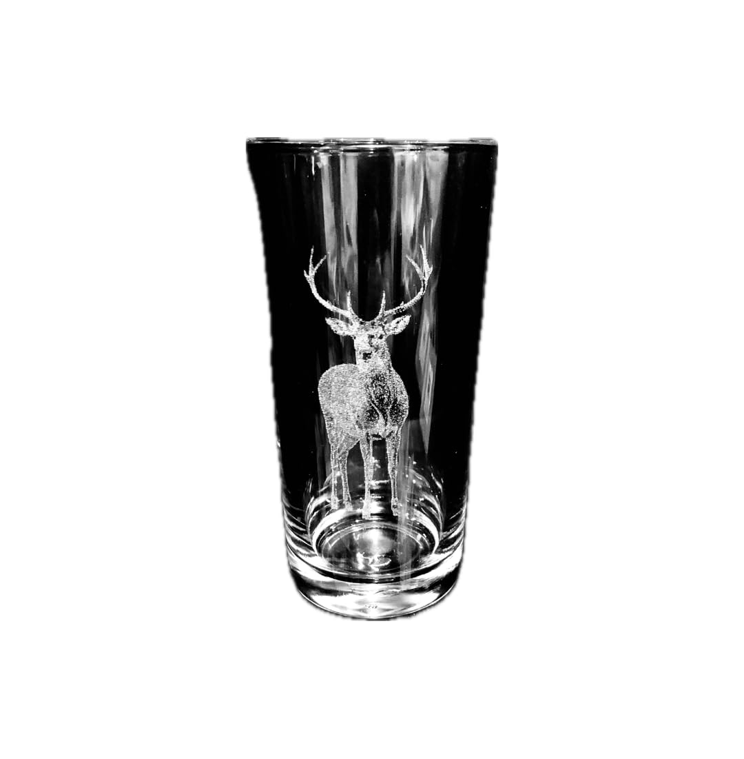 Animal Engraved Glass - Personalised Etched, Gift, Wine, Pint, Whiskey, Gin, Decanter, Cup, Tea, Shot, Christmas, Birthday, Brandy, Coffee, Mug, Beer, Set, vase, Bottle, Wedding, (Deer)