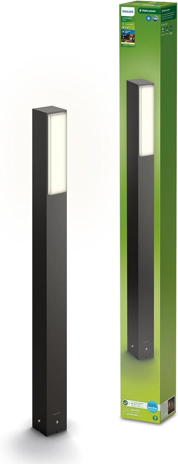 Philips Warm White Lighting Stratosphere Ultraefficient Outdoor Path Light 3.8W, 2700K Light, Antracite, Ip44 Weatherproof