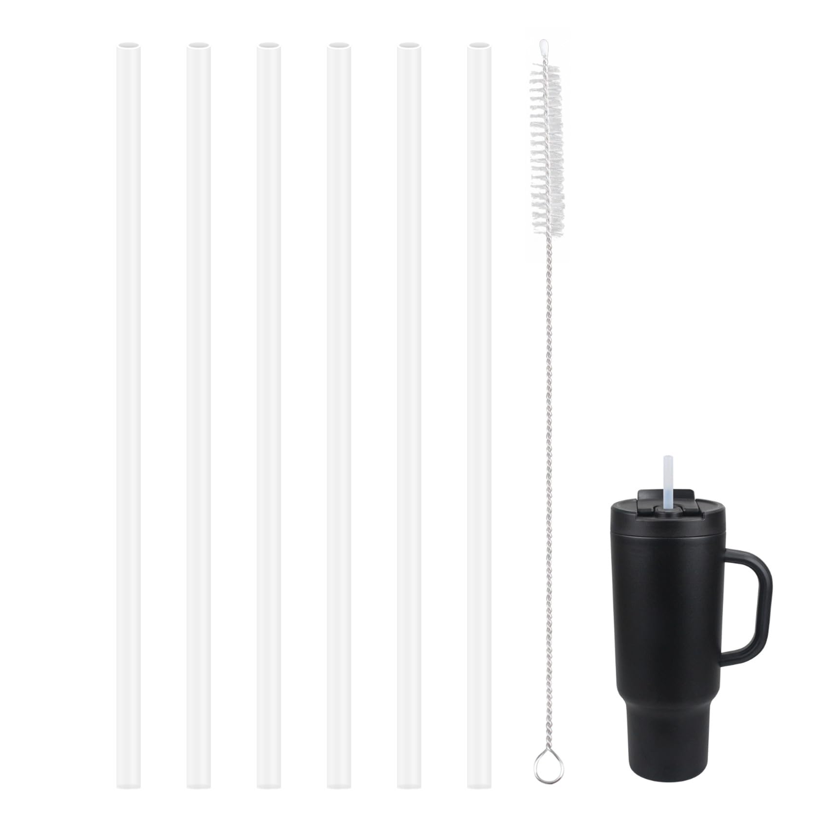Ersatz-Trinkhalme, kompatibel mit TAL Edelstahlbecher, 1,2 l, mit 1 Bürste (6 Stück)