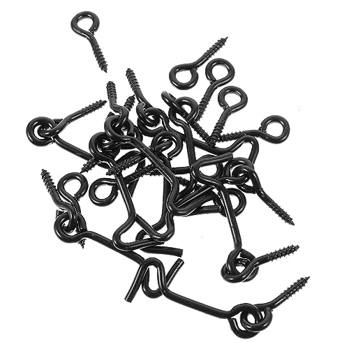 Holibanna 10 Pairs Metal Door Hook and Eye Latch Black Gate Lock for Outdoor Use