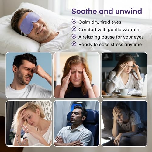 Máscara de ojos con calefacción de lavanda para dormir y viajes 2
