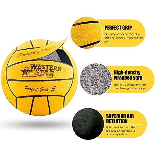 Western Star Perfect Grip Water Polo Match Game Ball (Yellow, Size 4)