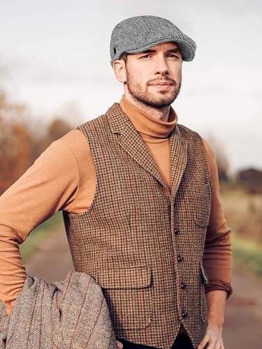 Kuttor UA5530 3 Pack Men'S Herringbone Flat Newsboy Hat Classic Gatsby Cabbie Golf Cap Trendy Flat Cap thumb #6