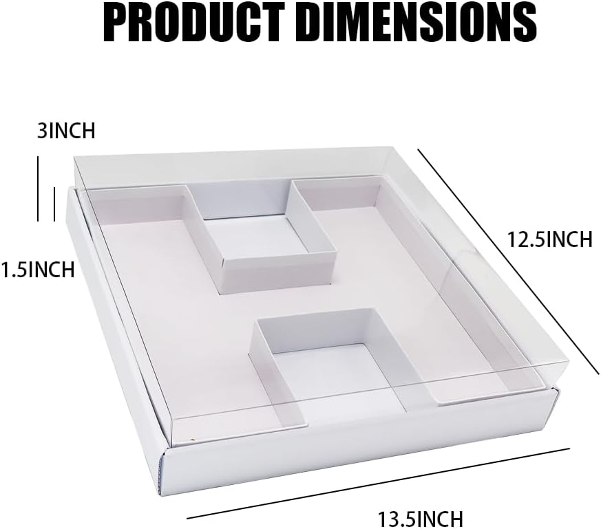 WENPACK 12.5" Cardboard Letter Shaped Mache Decorative Strawberries Fillable Sweets Flower Box with Clear Lid (White, H) image 3