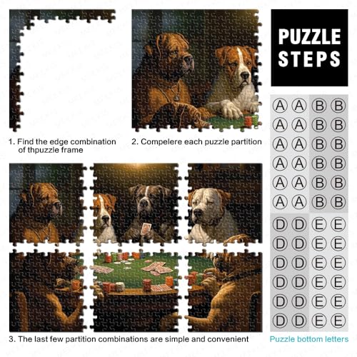 Puzzle für Erwachsene Hunde Spielen Poker 1000 Teile Holzpuzzle für Erwachsene und Kinder Geburtstagsgeschenk für Erwachsene Jungen Mädchen 1000 Teile (50 x 75 cm)