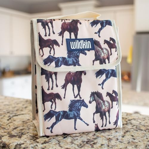 Image of Wildkin Kids Insulated Lunch Bag for Boys and Girls, Lunch Bags is Ideal Size for Packing Hot or Cold Snacks for School and Travel, Mom's Choice Award Winner, BPA-Free, Olive Kids (Horse Dreams)