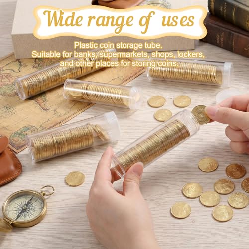 60 tubos plásticos transparentes para monedas, 6 tamaños miniatura 3