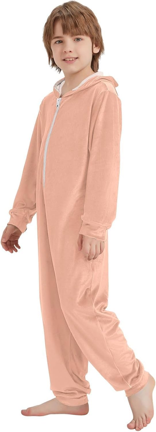 Light Orange Long Sleeve Pajama Hooded Sleepwear Holiday Loungewear Parties Sleepovers