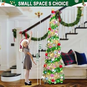 6 ft artificial christmas trees artificial christmas tree collapsible with timer 100 lights 15 balls tinsel pencil christmas tree christmas decorations for home bedroom fireplacegold green  urban country home decor