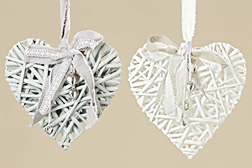 BOLTZE GRUPPE GmbH 'Corazón de Colgador laerke H20u00a0cm, Madera/Metal/plástico, Gris o Blanco