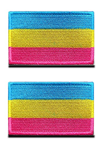 2 Stück LGBT Regenbogen Pansexual Flagge Patch, Regenbogen Bestickter Verschluss Emblem,Schwulenstolz Pansexual Patches für Rucksäcke, Mützen, Westen, Helme, Jacken, Kleidung