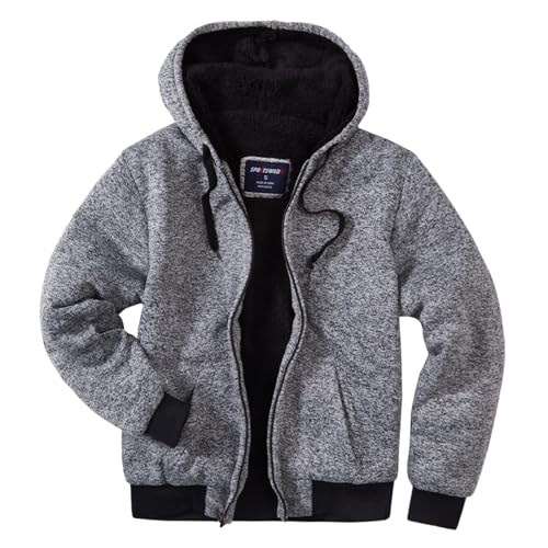 Image of LeeHanTon Sherpa Lined Hoodies for Men Heavyweight Full Zip Up Sweatshirt Thick Fleece Winter Warm Work Jackets Plus Size