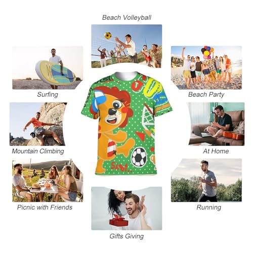 T-Shirt Homme Lion Soccer à Col Rond Manches Courtes Sport - 7