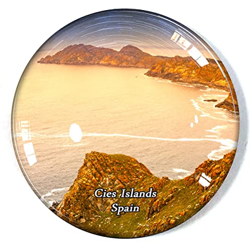 Imán para nevera, diseño de Islas Cíes, España, para frigorífico, congelador, recuerdo, decoración, decoración de cristal, manualidades