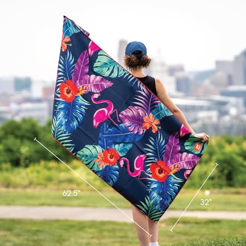 Image of Sprints Athletic Running Towel, Full-Sized, Car Seat Cover - Moisture Wicking (Flamingos)