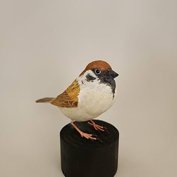 木製　ウグイス　 野鳥彫刻 　バードカービング　木彫りの野鳥 シジュウカラ 木彫りの野鳥 バードカービング 野鳥彫刻 - メルカリ