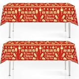 Homiladi Tischdecke zum chinesischen Neujahr, rechteckig, 137 x 274 cm, Rotgold, Kunststoff, wasserdicht, Festlich (Festive), für Feierlichkeiten, Feste, Themen-Tischdecke