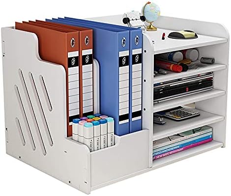 BlayaAdd White Desktop Organizer, Multipurpose Desk Document File Tray Organizer Storage Display Shelf Rack for Home Office School (PB07-3)