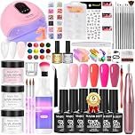 Acrylic Nail Kit Starter Set White Pink Clear Acrylic Powder 6 Colors Gel Polish Nail Drill U V Light with Everything for Beginners Full Supplies Decorations Salon Tools Gift Set